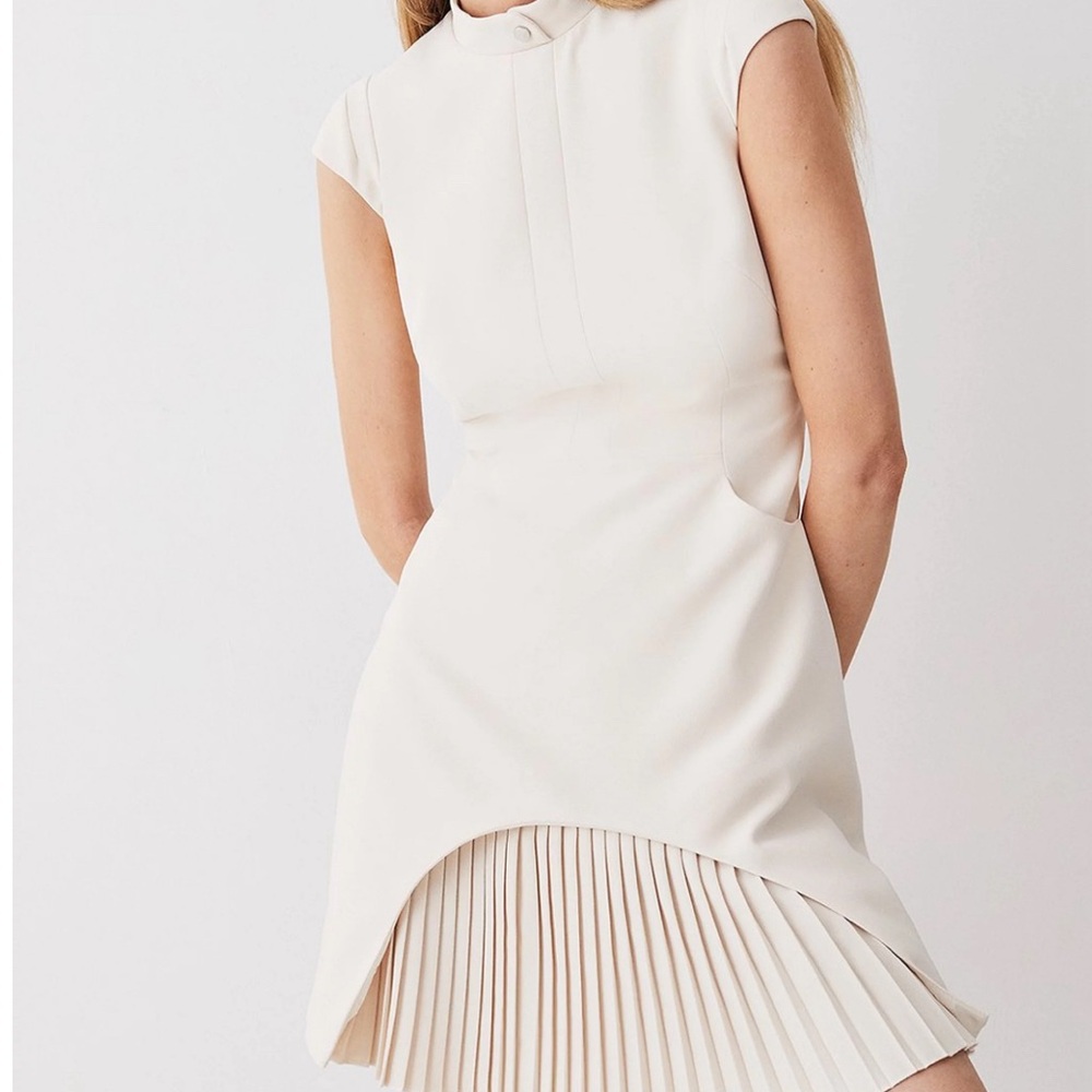 Karen Millen Military Tailored Mini Dress Cream Size 10